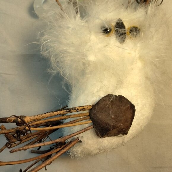 White Owl Ornament Feather Twig Rustic Cottage Cabin Lodge Decor Holiday Time - Picture 5 of 10